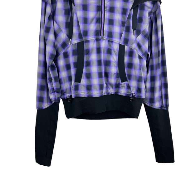 Lululemon Run Reflection Plaid Pullover Oversized Purple cropped Jacket size 6 - Picture 4 of 16